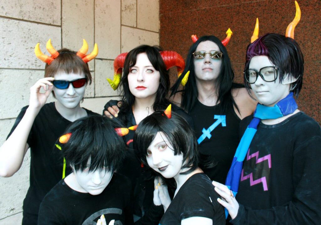 group of people in halloween costumes
